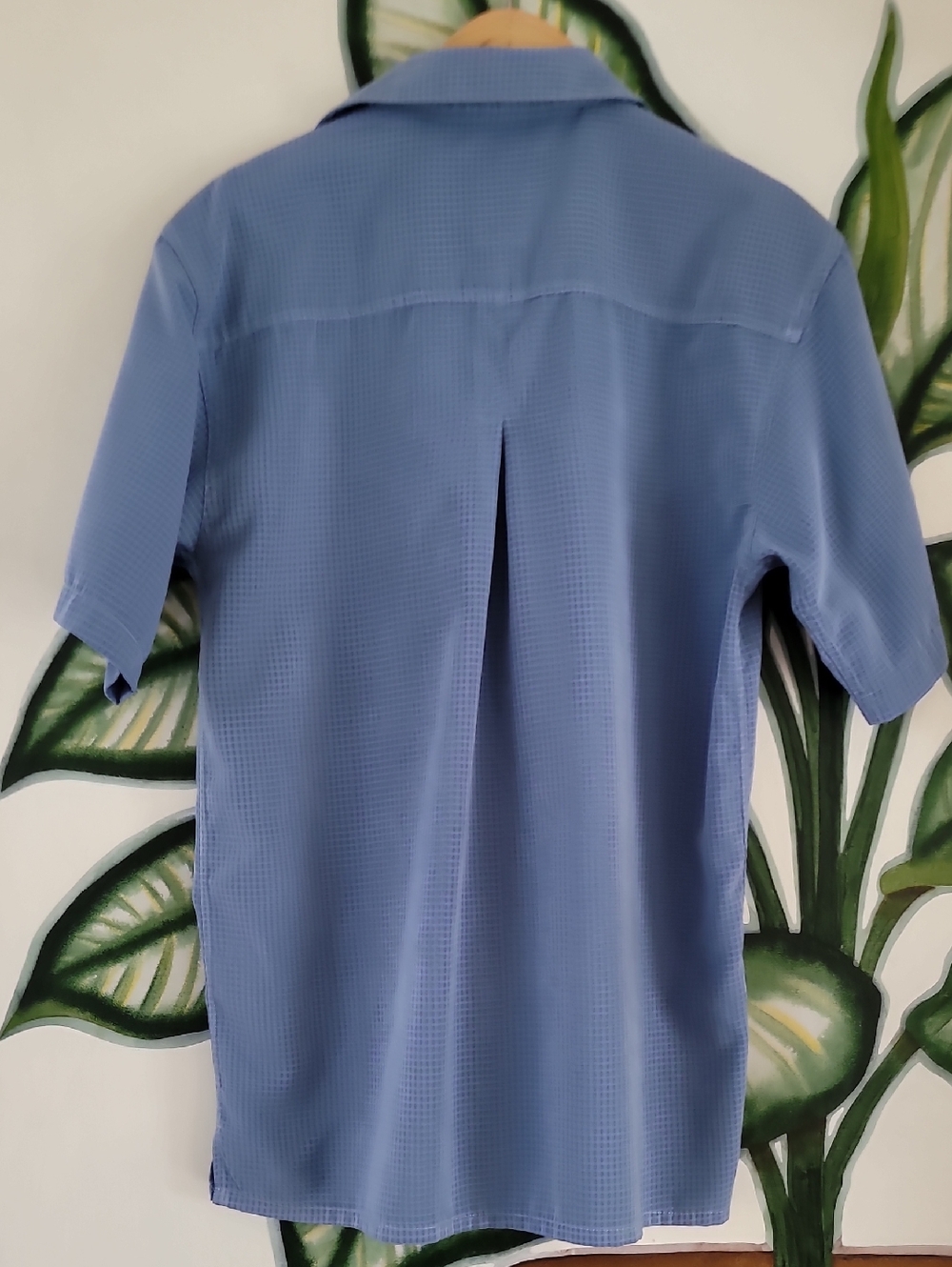Bruno Sueded Microfiber Shirt Short Sleeve Button-Up Soft Blue Plaid Mens, Sz. M - Picture 6 of 11